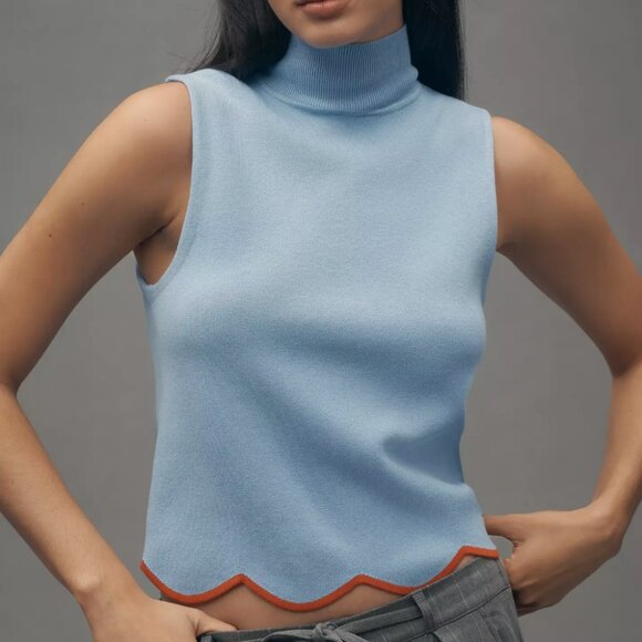 Maeve Scalloped Turtleneck Sweater Tank Top | Anthropologie - Picture 1 of 7